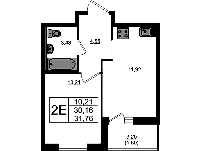 1-комнатная квартира 31.76 м², 17/17 эт., ЖК «Стороны Света 2»